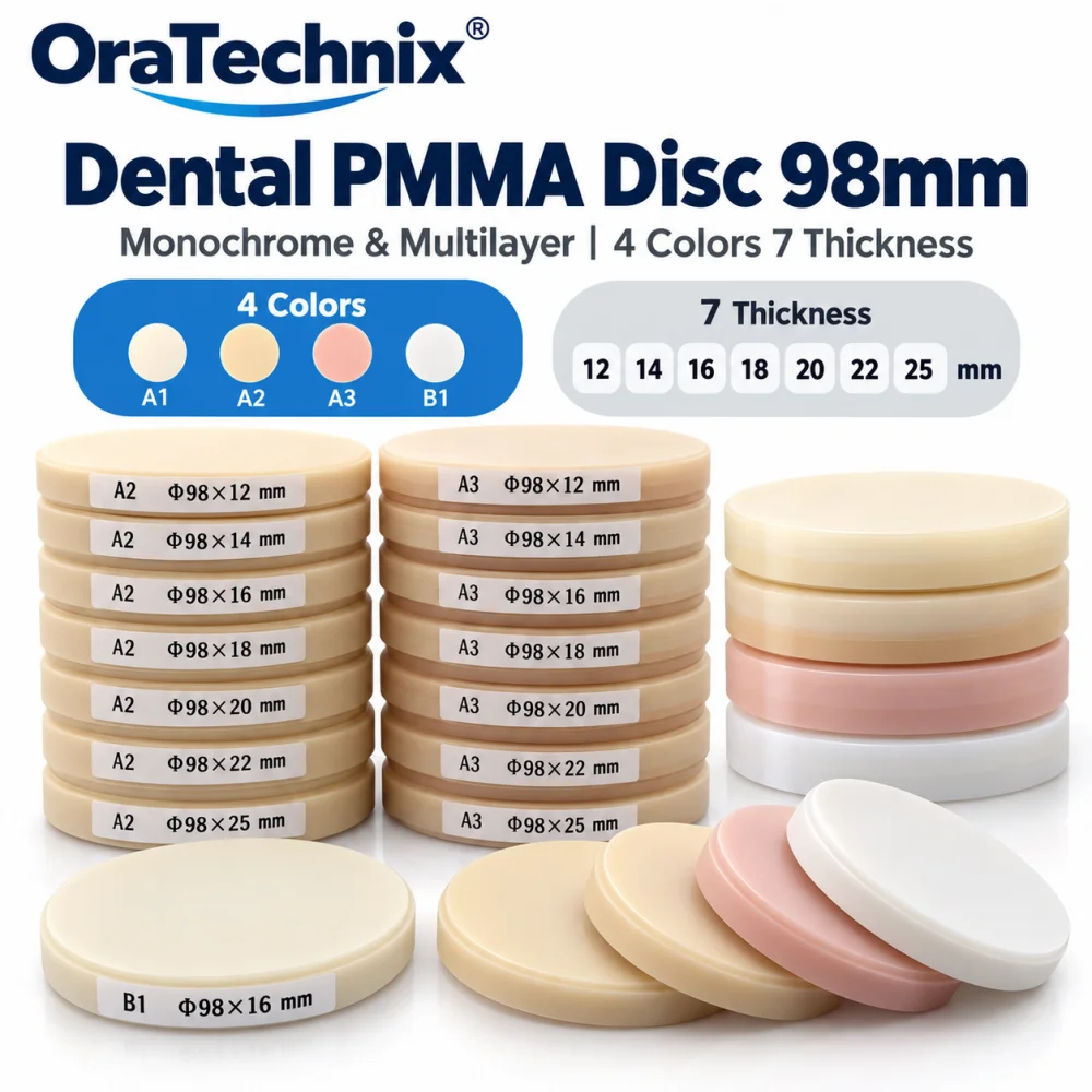 Disco Pmma 98MM Multistrato/Monolato, Blocco Per Laboratorio Odontotecnico, Sistema Aperto CAD Cam, Fresa Per Protesi Dentarie-image