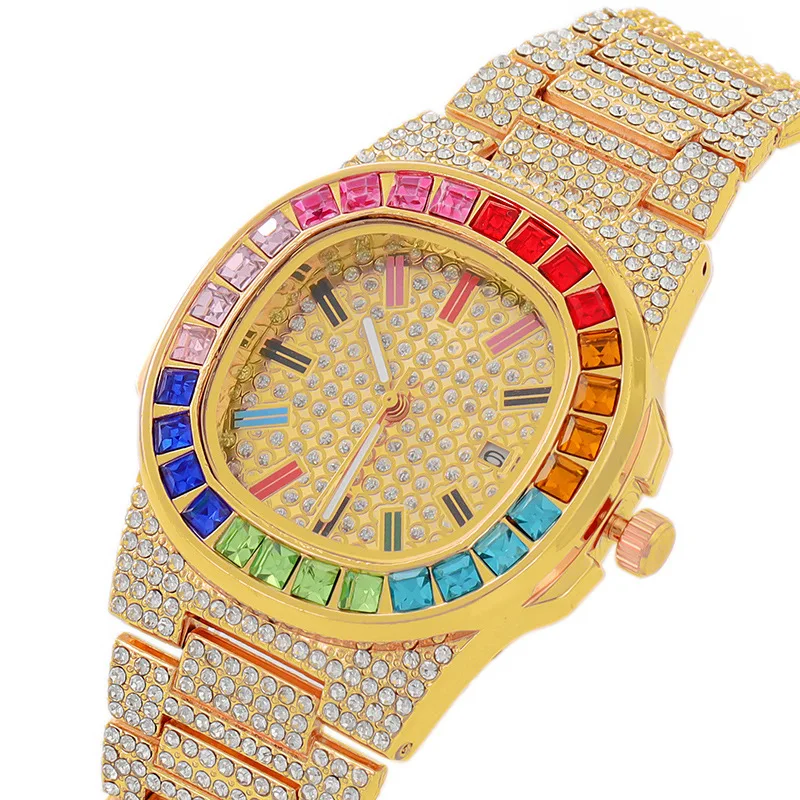 New colored diamond calendar full diamond women's watch with diamond inlay for women's watch