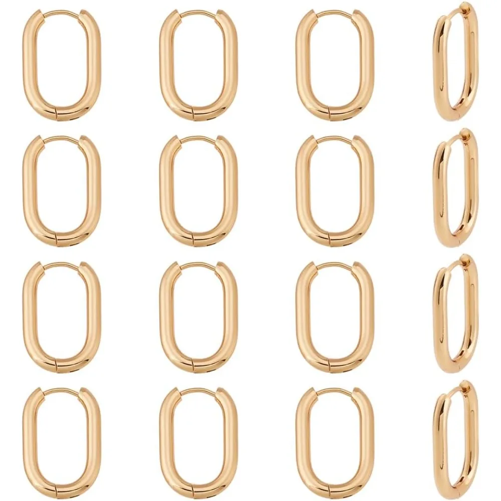 

Серьги-кольца из нержавеющей стали, овальные серьги-кольца для женщин, овальные бесконечные серьги-кольца, металлические бесконечные обручи