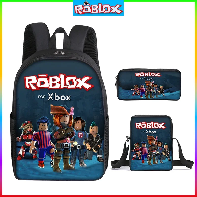 3PC-SET 3D Printing Roblox Game Surrounding Primary and Secondary School Students Anime Cartoon Mochila Sports Plush Backpacks