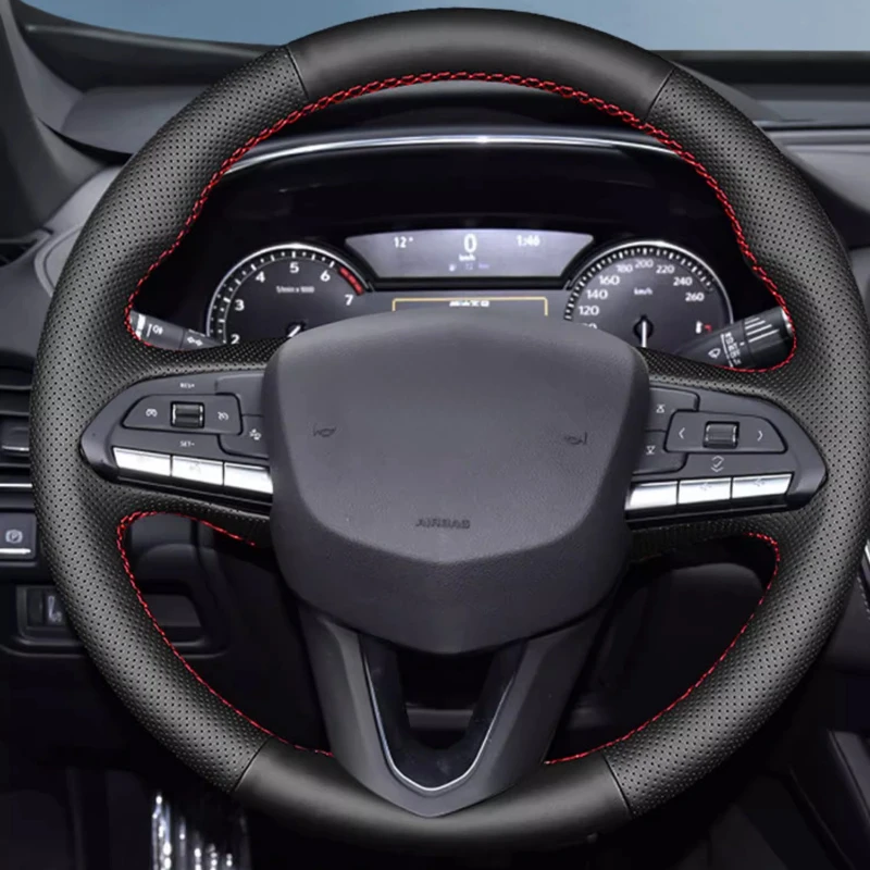

DIY ручной шить противоскользящий кожаный чехол на руль для Cadillac CT5 XT4 CT6 ATSL XT6 XT5 XTS аксессуары для стайлинга салона автомобиля