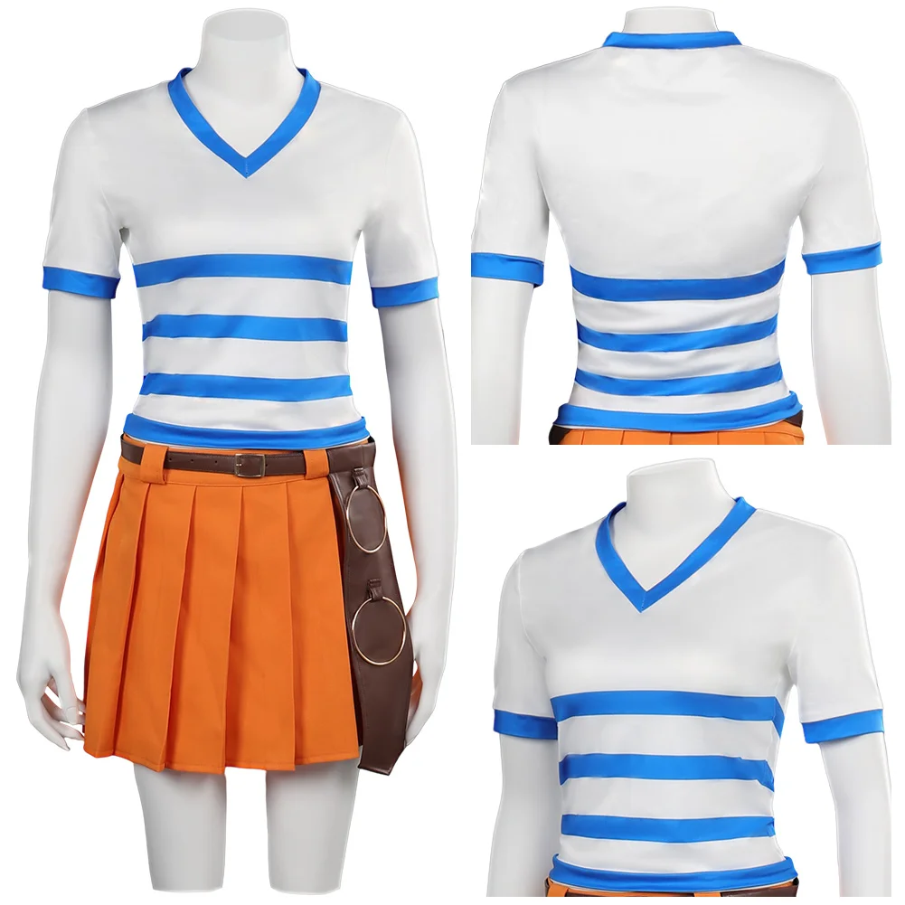 TV Piece Nami Cosplay Costume Outfits Tops Skirt Belt Accessories Halloween Carnival For Kids Girls Roleplay