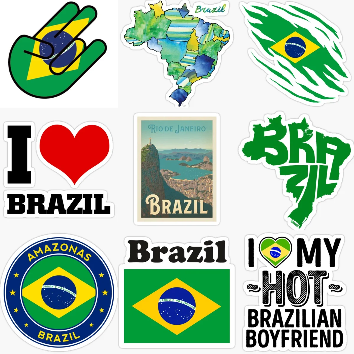 

BR Brazil Flag Map Redeemer PVC Creative Car Stickers for Car Bicycle Window Off-road Wall Fridge Decoration Customizable Size