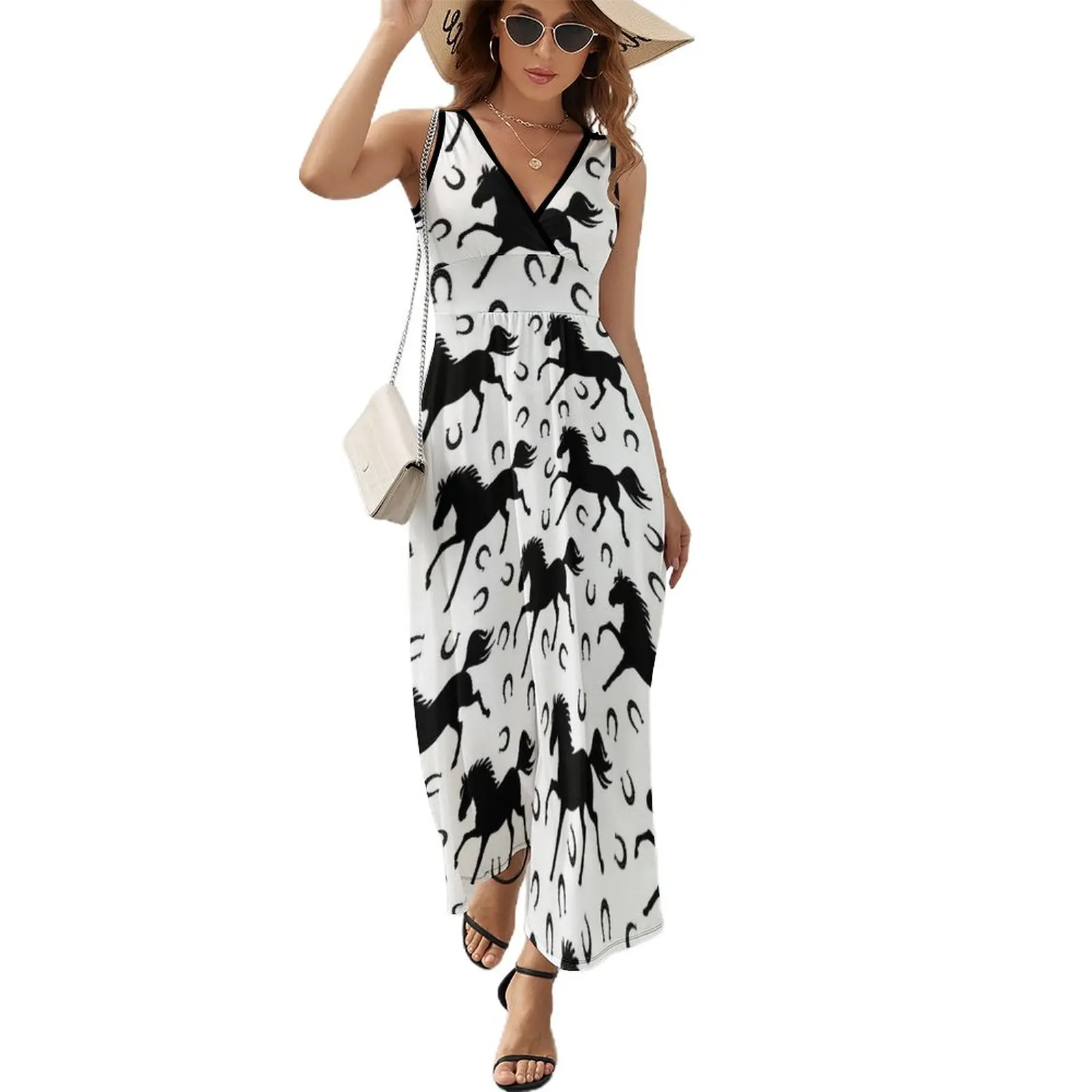 

Horse And Horseshoe Dress Korean Fashion Bohemia Long Dresses Women Sexy Graphic Maxi Dress Gift Idea