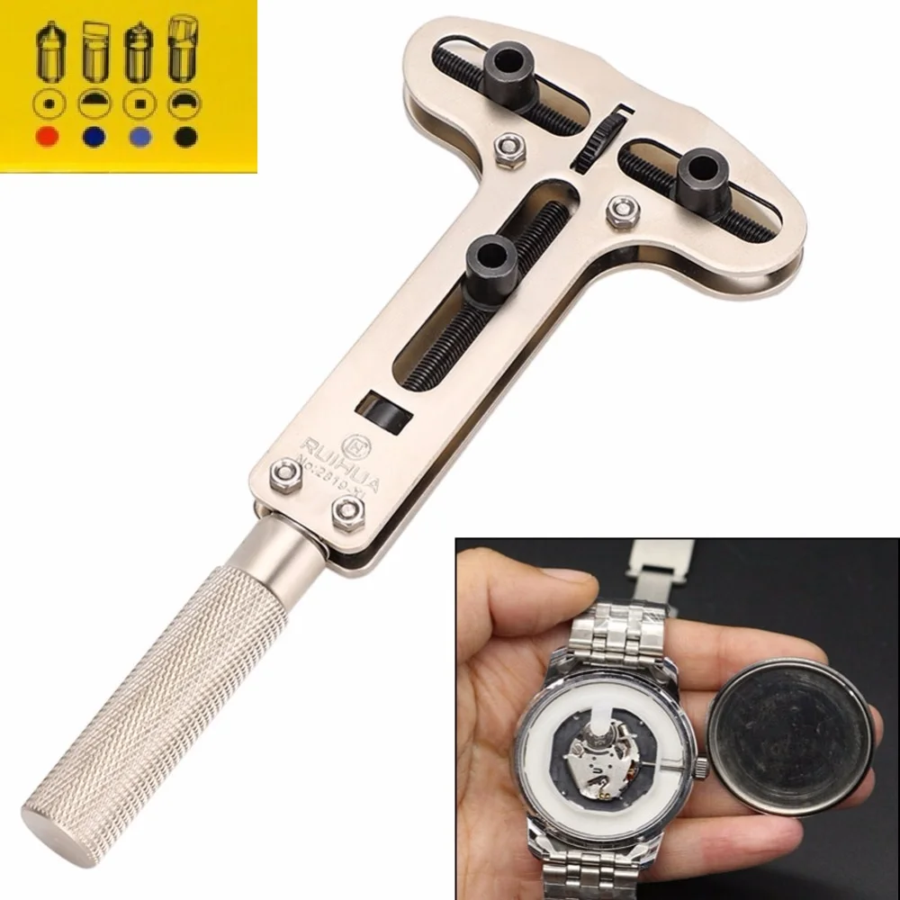 【Hot】Large Watch Back Case Cover Opener Adjustable Screw Back Remover Wrench Wrist Watch Battery Change Repair Tool with 12 Acce