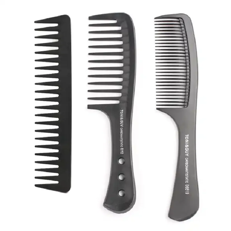 

Carbon Fiber Wide Tooth Detangling Hair Comb For Women Curly Straight Hair Salon Antistatic Heat Resistant Hair Styling Comb