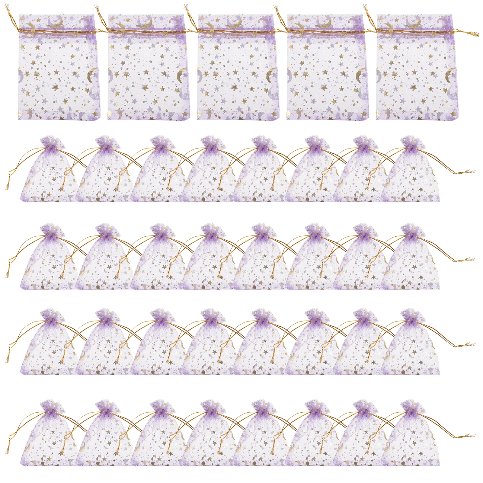 

100pcs Organza Gift Bags Moon Mesh Drawstring Small Jewelry Candy Favor Bags 9x12cm Wedding Party Christmas