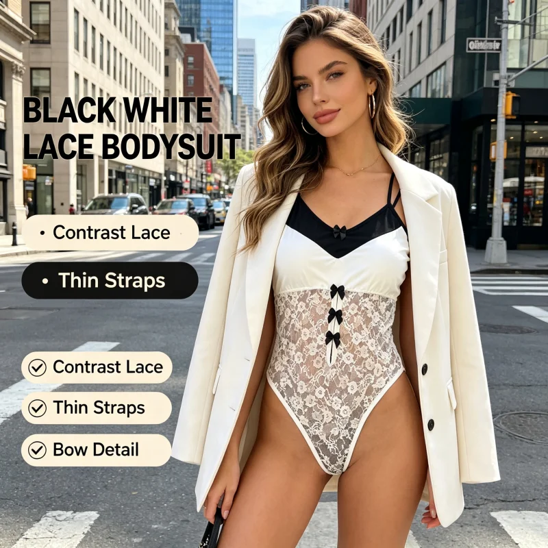 White Lace Bodysuit Camis for Women's Summer Slim Sleeveless Sexy Basic Skinny Bodysuit Hollow Out Top