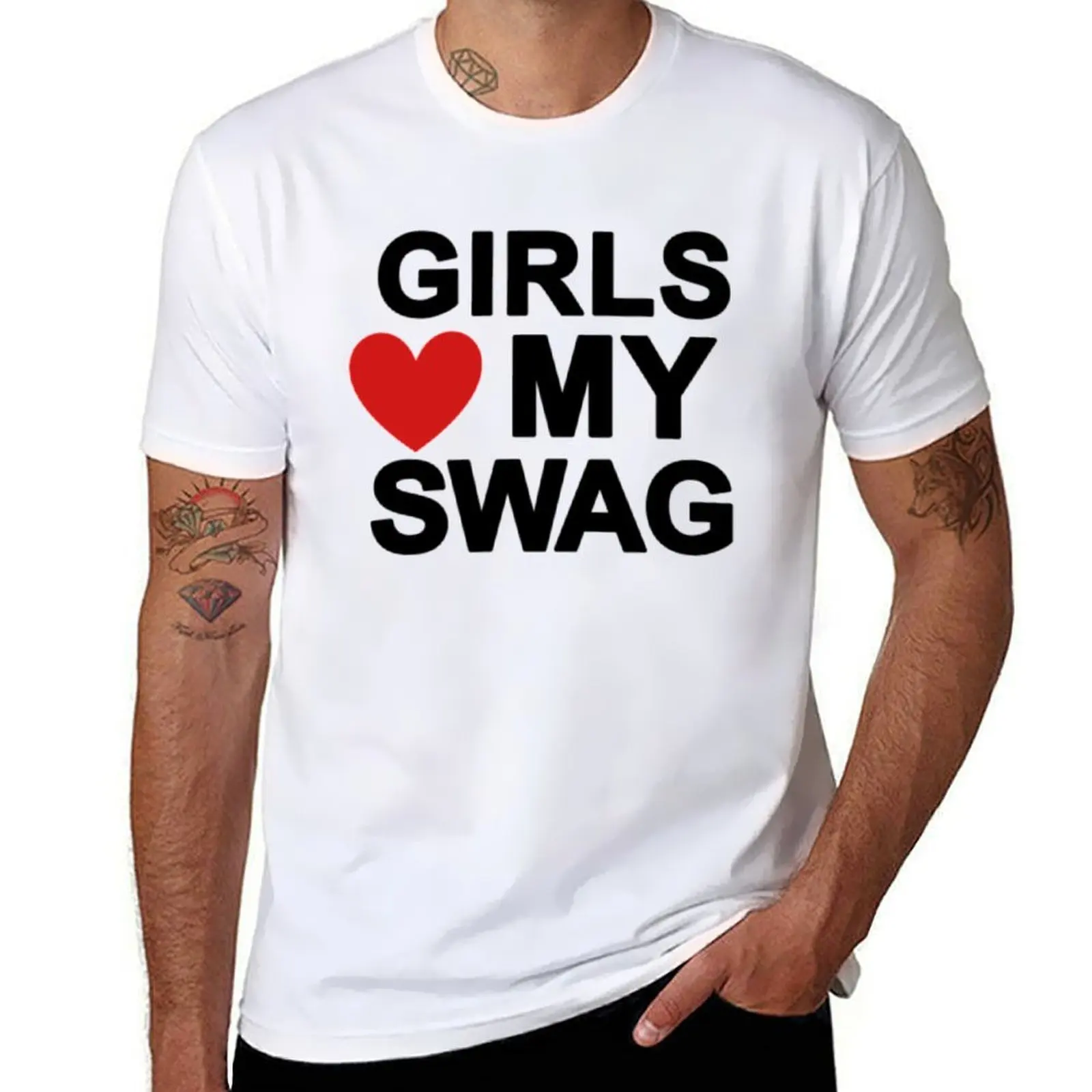 

girls love my swag T-Shirt black cotton t-shirt plain for man package man t shirt luxury T-Shirt