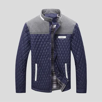 Autumn Winter Men's Padding Jackets Casual Cotton Thick Warm Diamond Coats for Man Patchwork Windbreaker Bomber Jackets Clothing 2