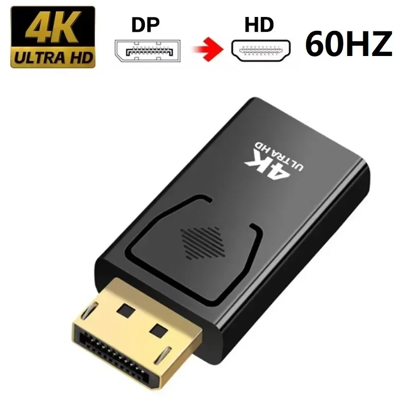 ZLRLMHY-enchufe de Audio y vídeo, convertidor de adaptador DisplayPort a HDMI, puerto de pantalla a adaptador compatible con HDMI para ordenador, TV y portátil