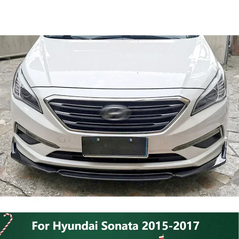 

New! Front Bumper Spoiler For Hyundai Sonata 2015-2017 Carbon Surface Contrast Color Design Protector Plate Lip Body Kit Chin Sh