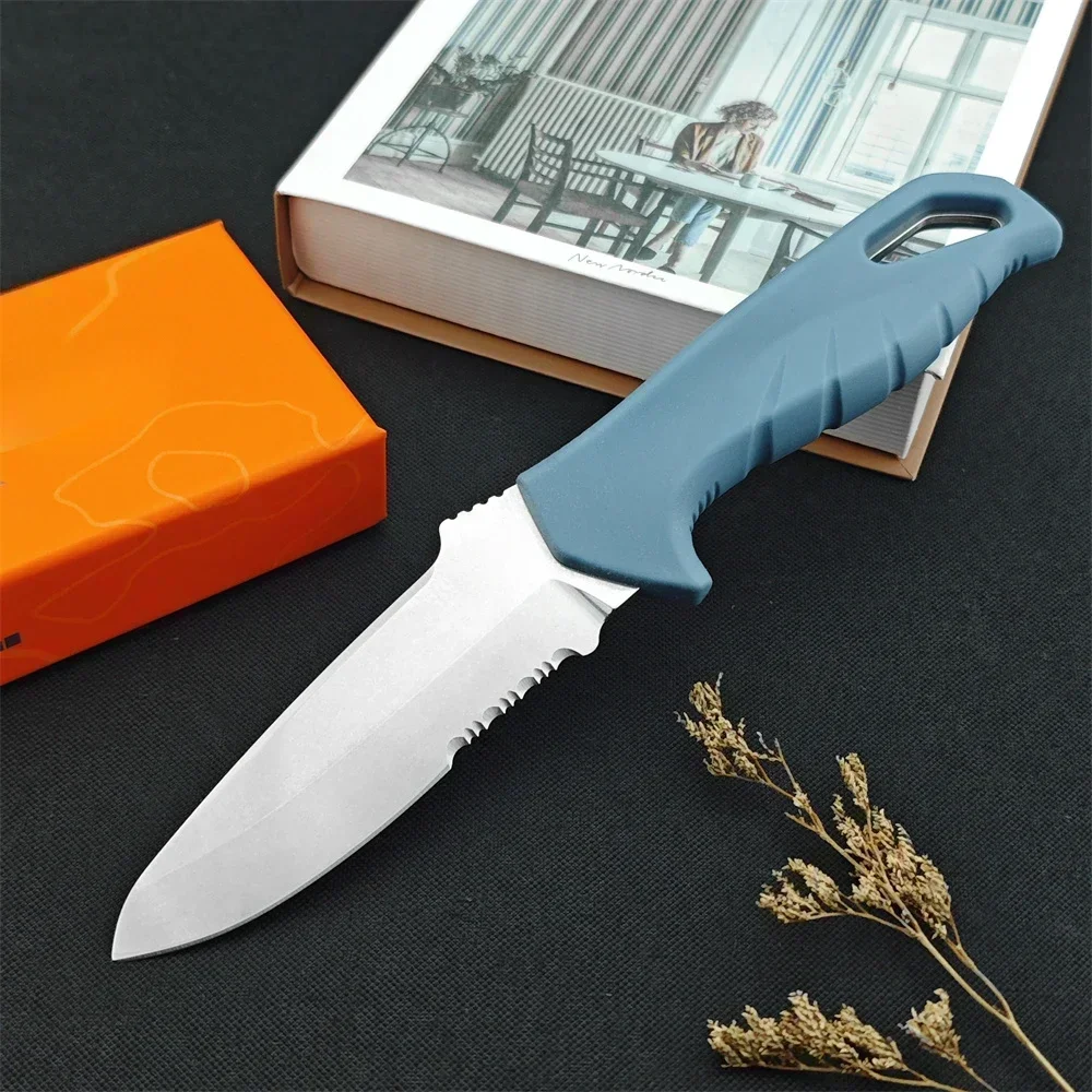 

BM 18040S 18050 serrated Fixed Blade Knife Blue Nylon Fiber Handle Portable Outdoor Tactical Pocket Knives Utility Hunting Tools