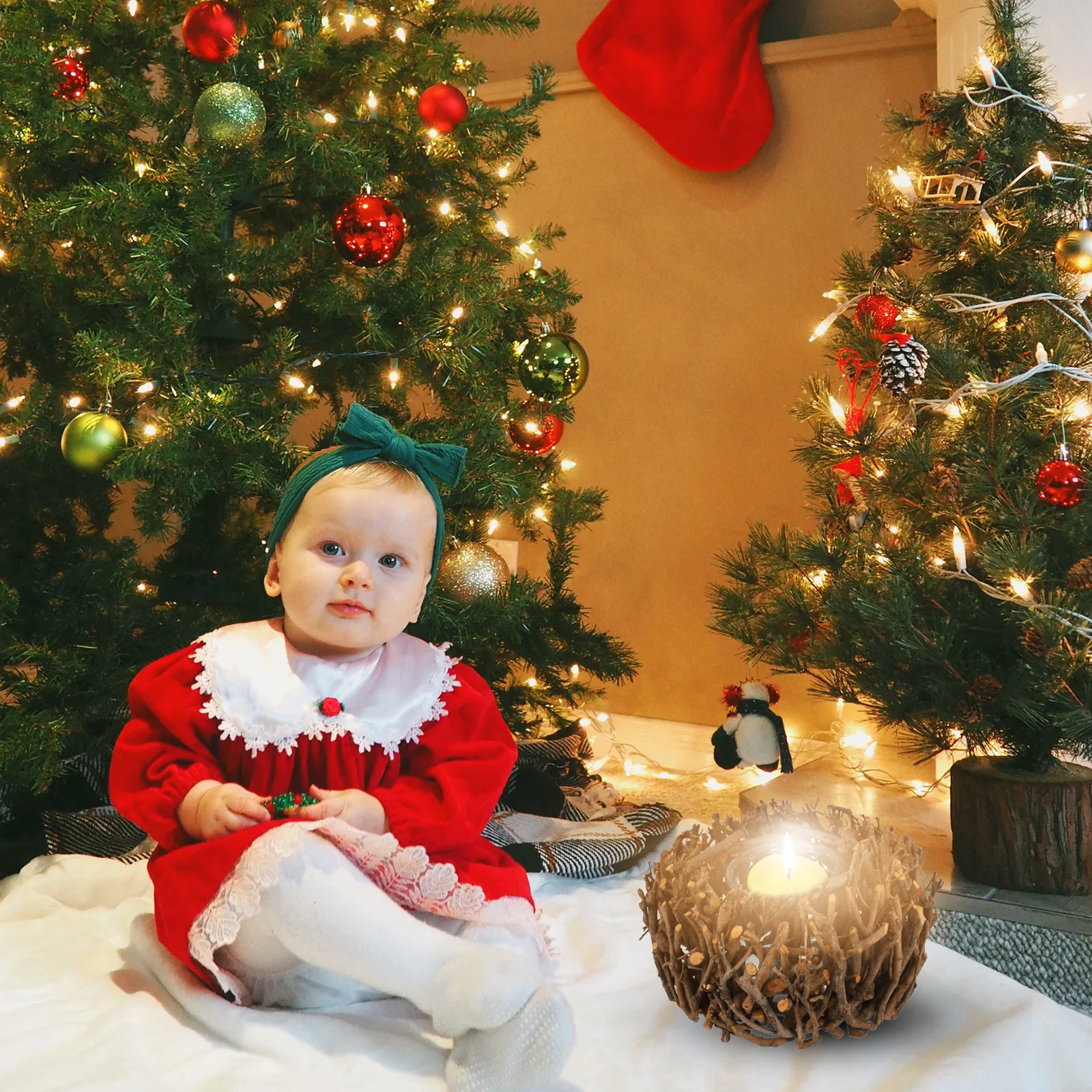 

1Pcs Bird Nest Decor Holder with Tree Branch Design for Indoor Home Wedding Party Decoration Glass Cup Candlestick