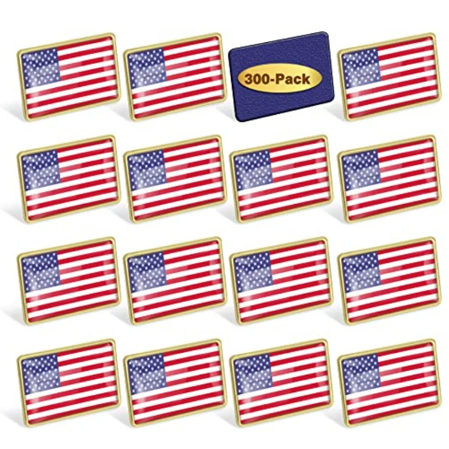 

50/100/200/300Pcs American Flag Lapel Pins Bulk Metal - USA United States Patriotic Souvenir Badge Pins For Veteran Day Patriot