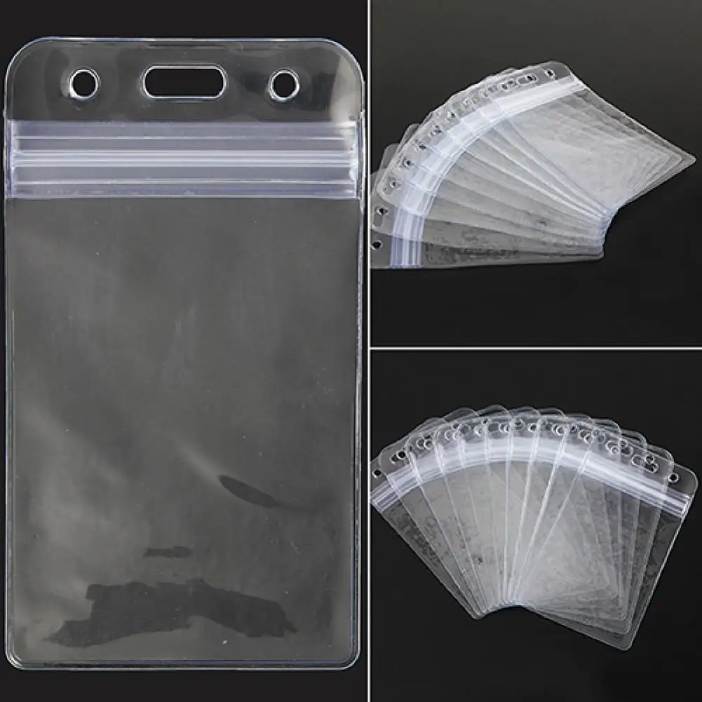 10Pcs ID Card Pouch Durable Lightweight Portable Waterproof Resealable Zip Type Holder for Library Cards