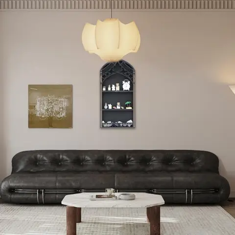 Wooden Multi Tiers Shelf Wall Mount Stand Gothic Window for Rock and Stone Shelf Display Stand