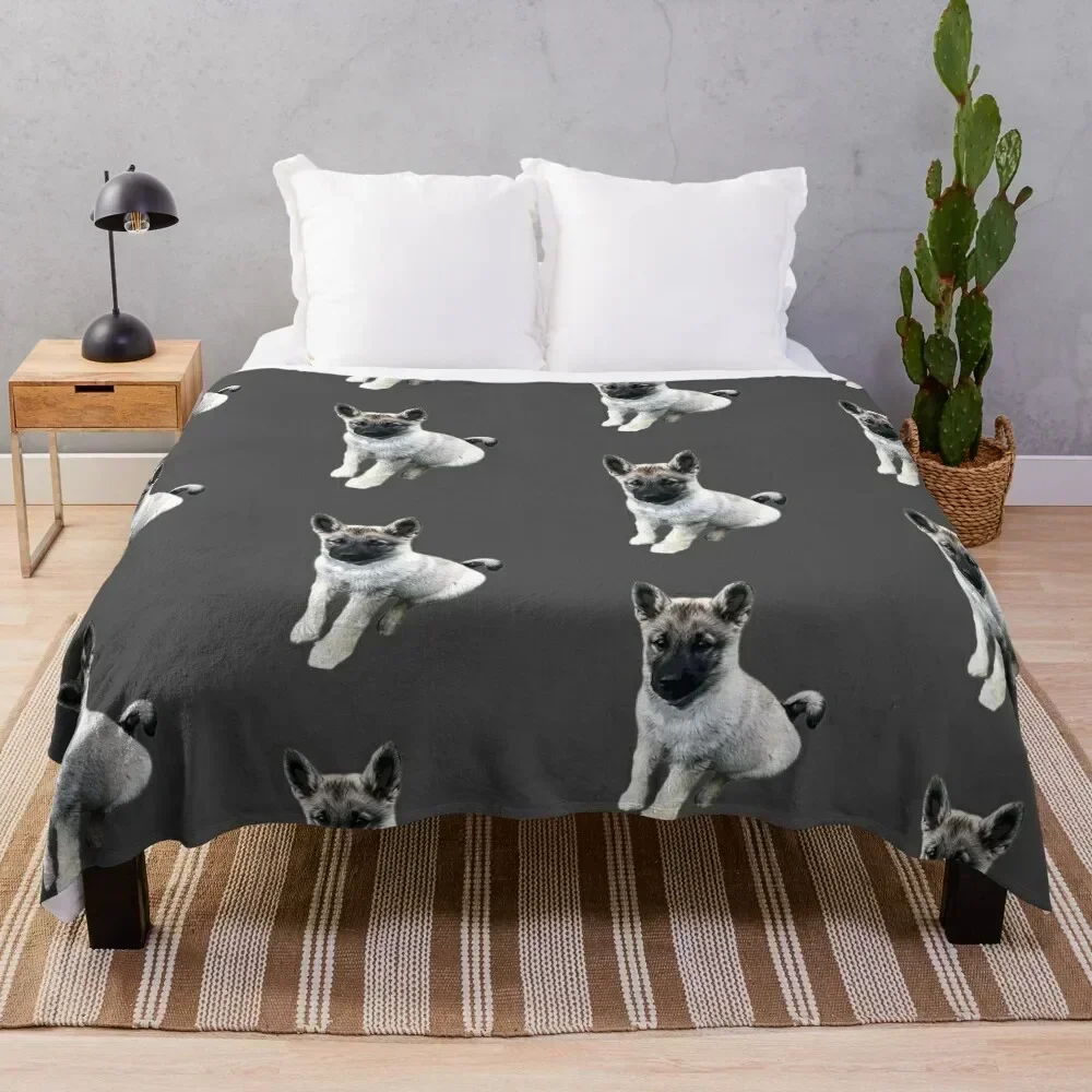 

Norwegian Elkhound Puppy Throw Blanket Stain Resistant Cozy Warm Blanket