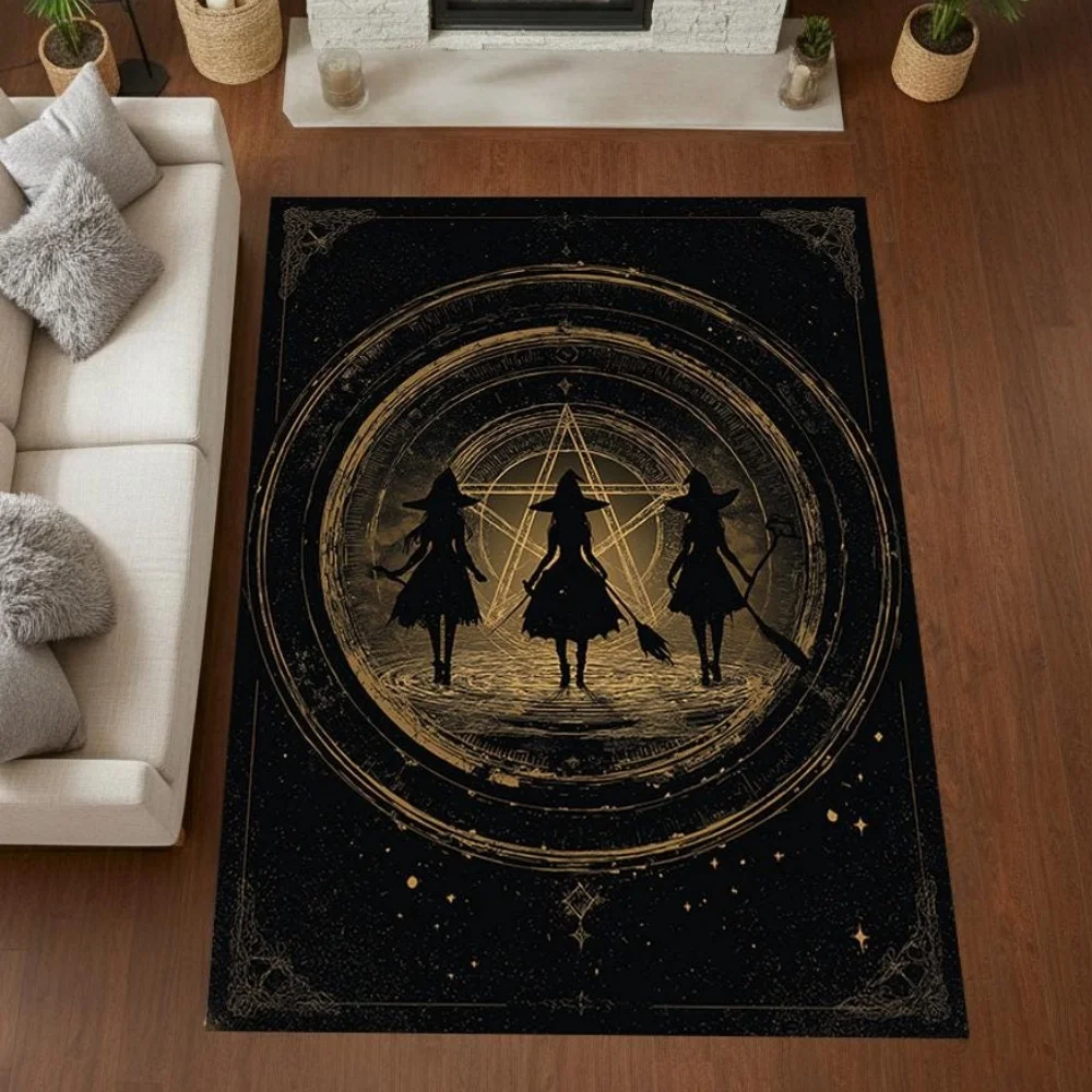 Halloween Mystical Witch Pentagram Magic Circle print Rug living room leisure nook lounge coffee table entry vestibule Rug Gift