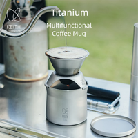 Keith Titanium  Ultralight Coffee Maker Ti3911  Custom Premium Leather Case Included  Multifunctional Tea Mug Outdoor Camping Po