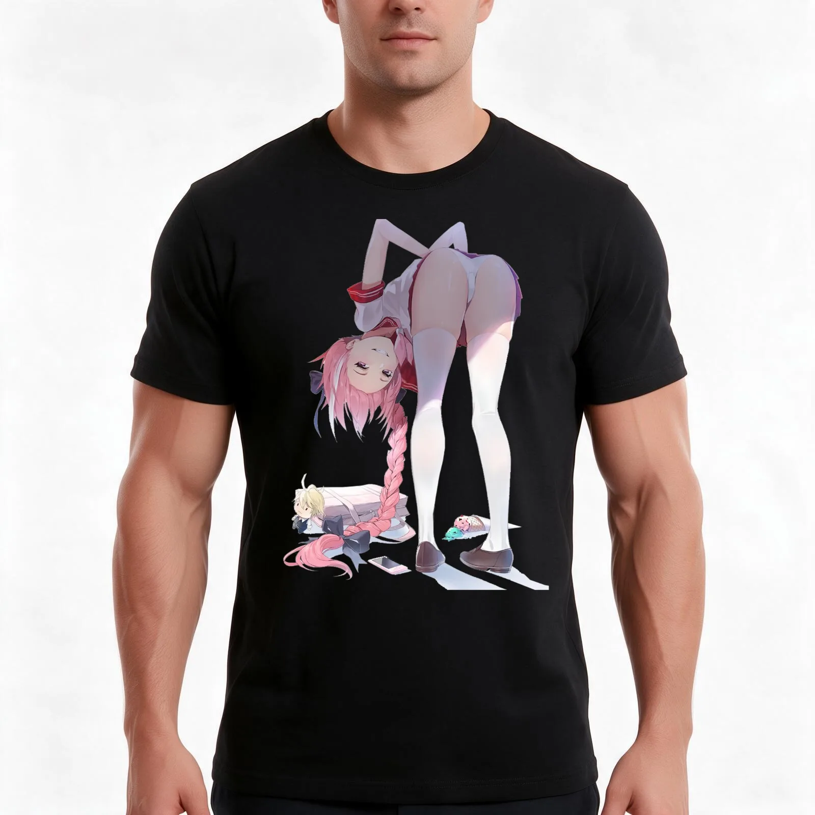 Trap card waifu, Astolfo T-Shirt, Summer Casual Cotton Tee, Oversized Streetwear Tops, Vintage Graphic Print, Unisex Men Women