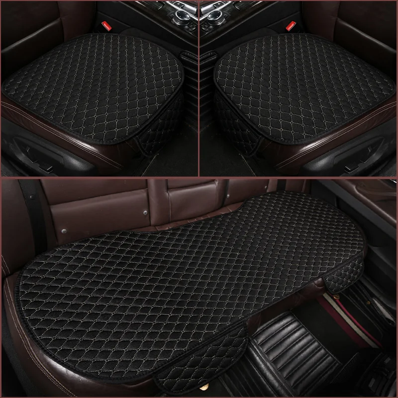 3Pcs Cotton and linen Car Seat Cover Set Universal Car Seat Cover Cushion All Season Car Seat Protector Interior Car Accessories image 4