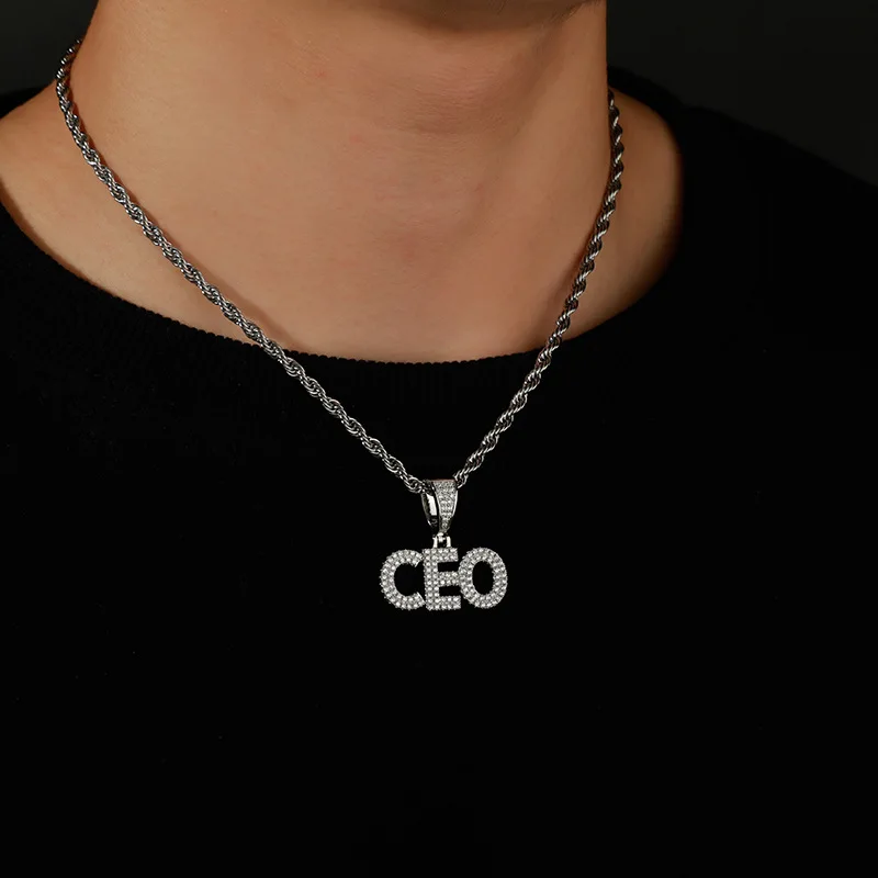 

Customized AAA Pave Setting CZ Name Pendant Iced Out Cubic Zirconia Mini Letters Charms Necklaces Personalized Hip Hop Jewelry
