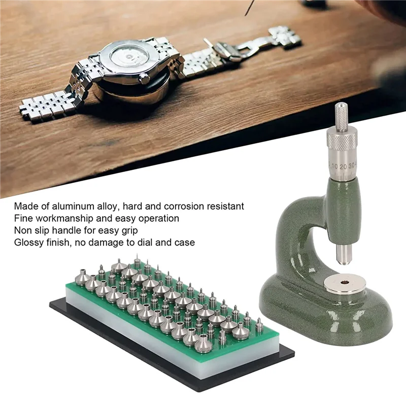 AS94-Watch Repair Tool Watch Press Set Watch Back Case Closer Watchmaker Jewelling Tool Aluminum Alloy Green With 48Pcs Dies