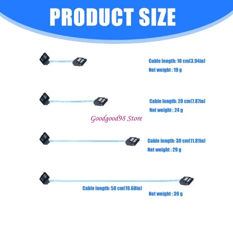 Space Saving 7Pin Adapter Cable 90 Degree to 180 Degree 7Pin Data Transfer Cable for Hard Disk PC Computer Server W8EC