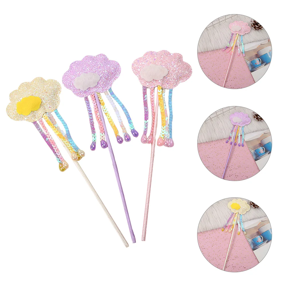 

3 Pcs Fairy Toy Birthday Party Decoration Cloud Tassel Glitter Prop Cosplay Costume Kit Skin Friendly Dress Up