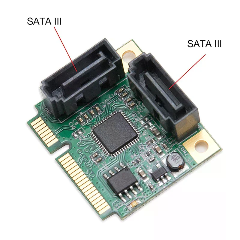 1pcmini Pci-e To 2 Ports Sata 3.0 Expansion Adapter Pci-express Chip Expansion Adapter Card Mini Pcie To Dual Sata Add on Card
