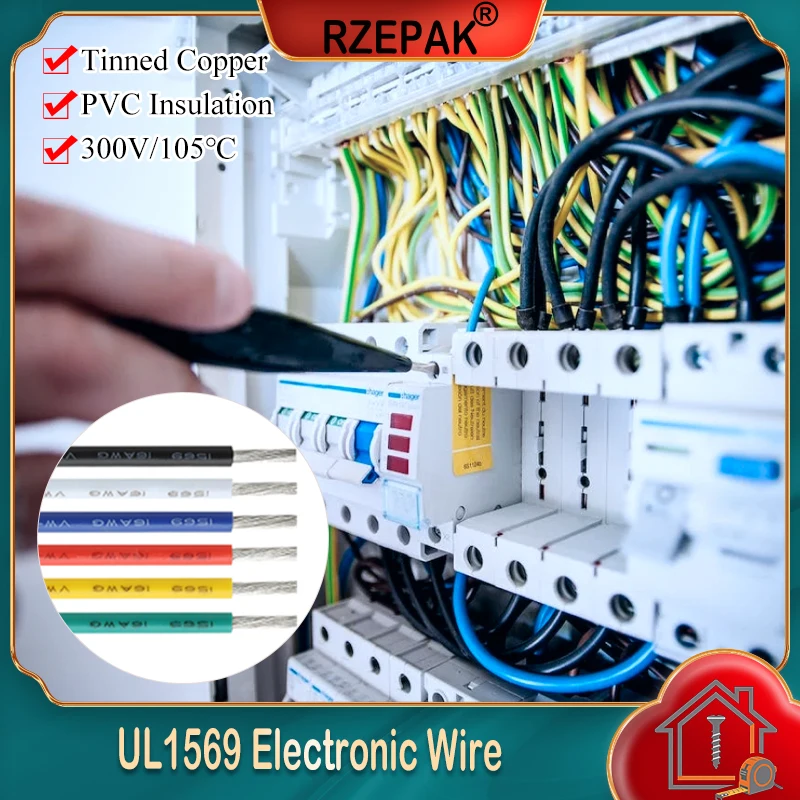 5~100m UL1569 Electronic Wire 14/16/18/20/22/24/26/28/30AWG PVC Insulation Tinned Copper Cable 300V for DIY Devic Wiring