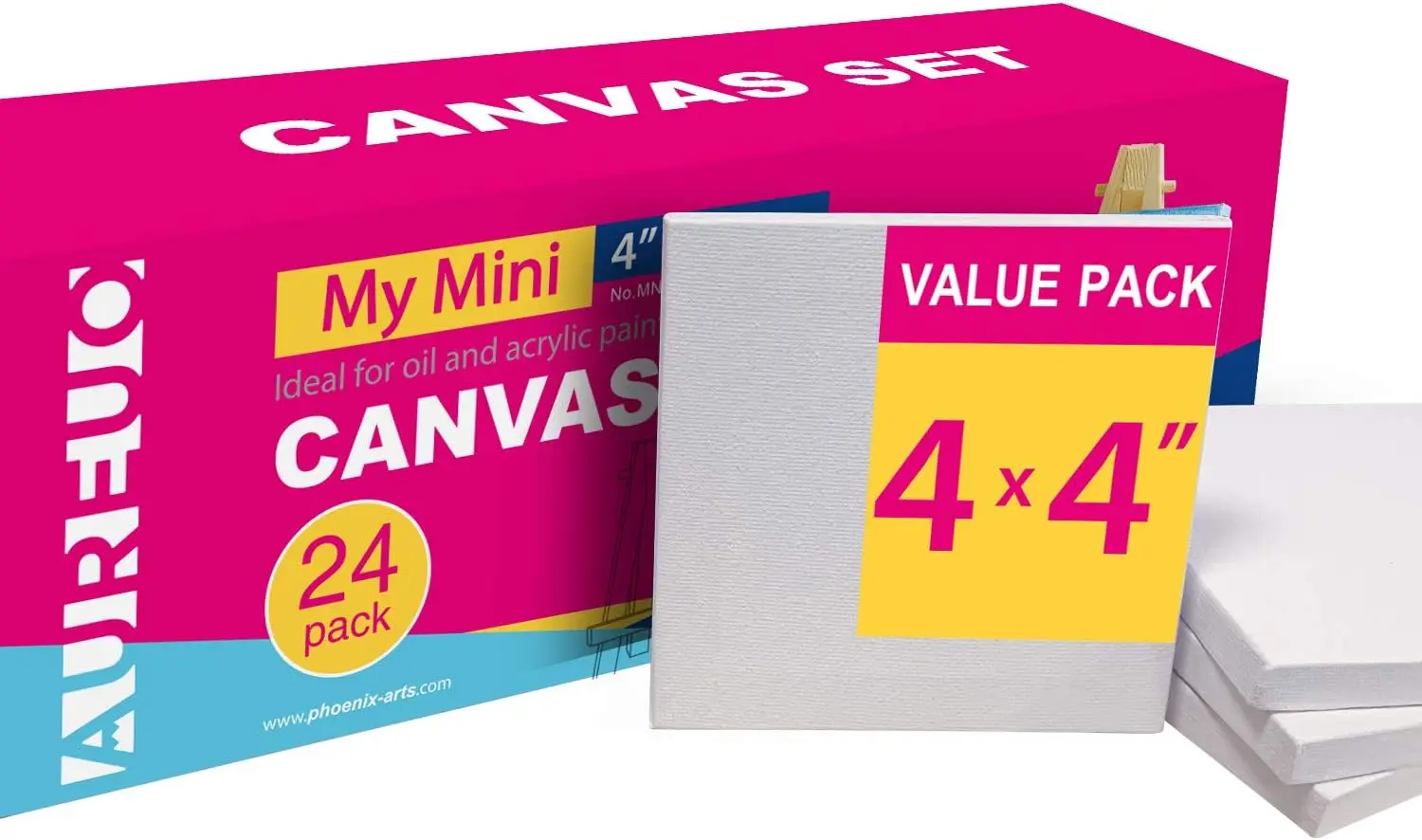 

Mini Stretched Canvas 4x4 Inch 24 Pack Tiny Square Boards for Painting & Craft