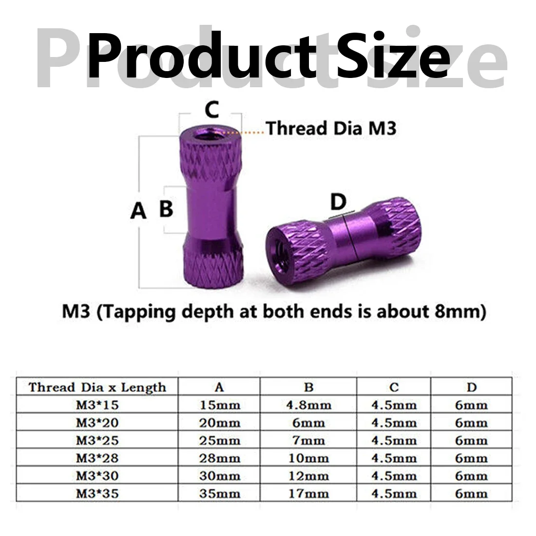 5Pcs M3 Aluminum Spacer M3*15/20/25/28/30/35 Double Head Knurled Aluminum Alloy Standoff Spacer Pillar For Rc Multicolor