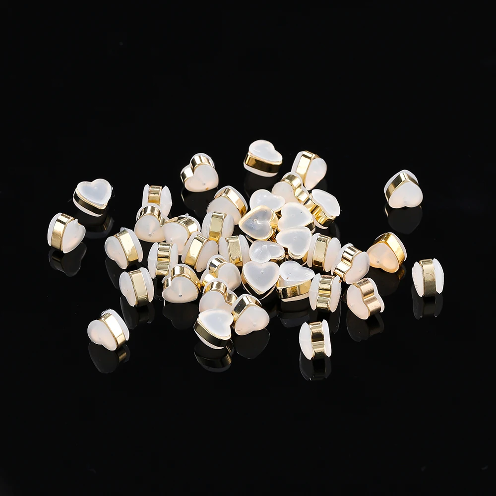 20pcs/lot Love Heart Silicone Earring Back Jewelry Accessory Wolesale Caps Copper Plating Earring Stoppers Anti-Allergic