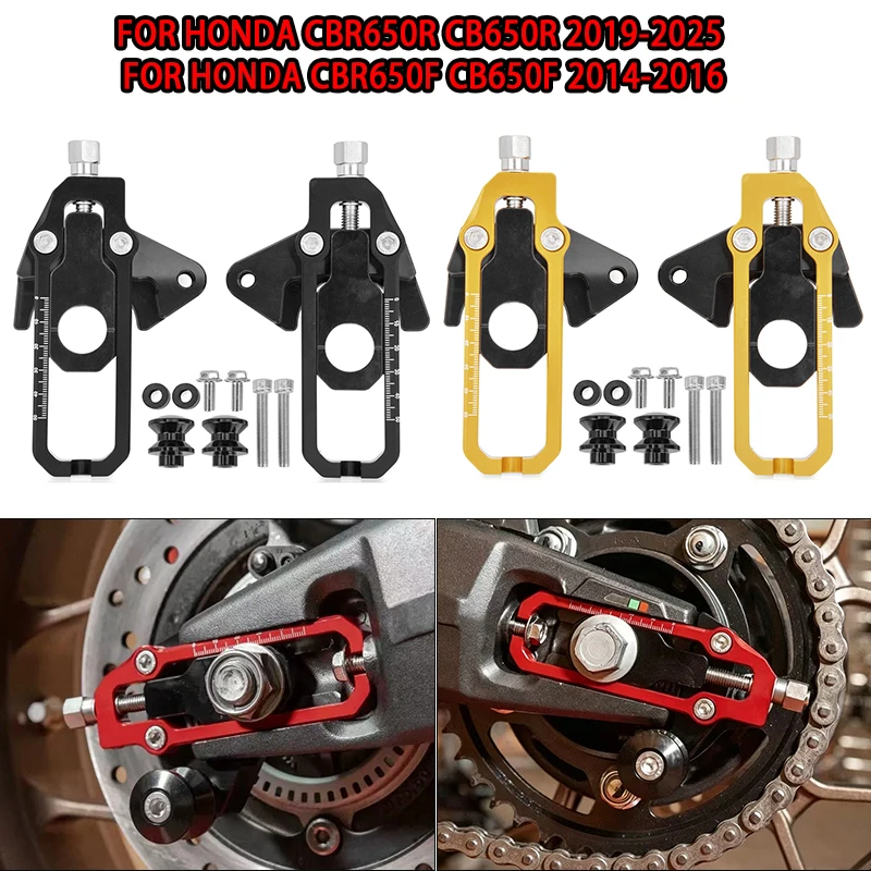 

CNC Motorcycle Rear Wheel Axle Blocks Chain Adjusters Tensioners For HONDA CBR650R CB650R 2019-2025 CBR650F CB650F 2014-2016