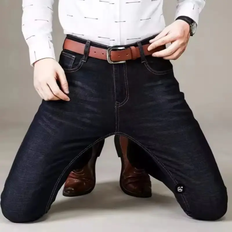 

Men's Soft Straight Denim Pants 2026 Autumn Classic Business Black Biker Jeans Overalls Masculino Pantalone Hombre Mannen Homme
