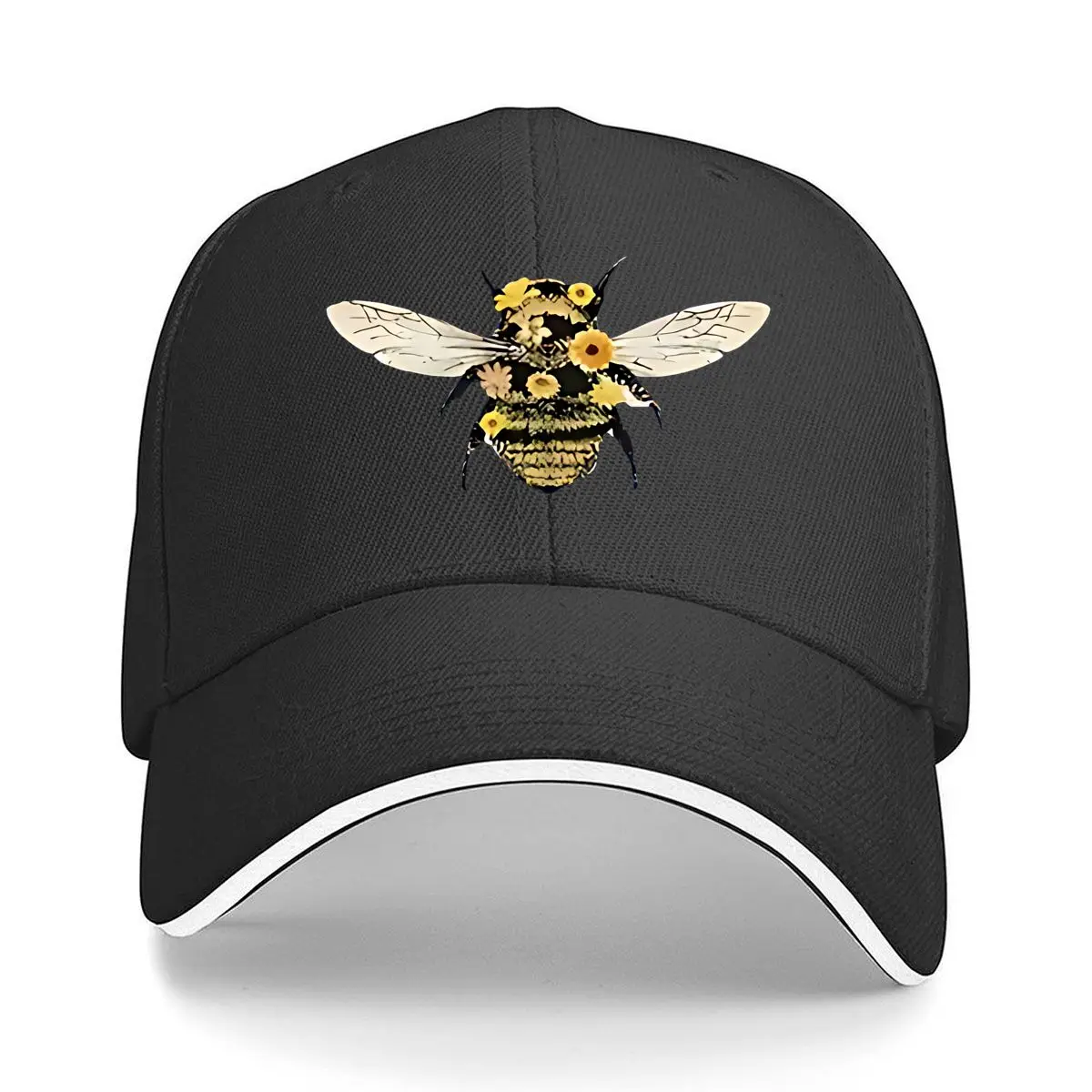 Floral Bee Art Print Wall Decor Hip Hop hat Fashion Outdoor Sports Sandwich Baseball Cap