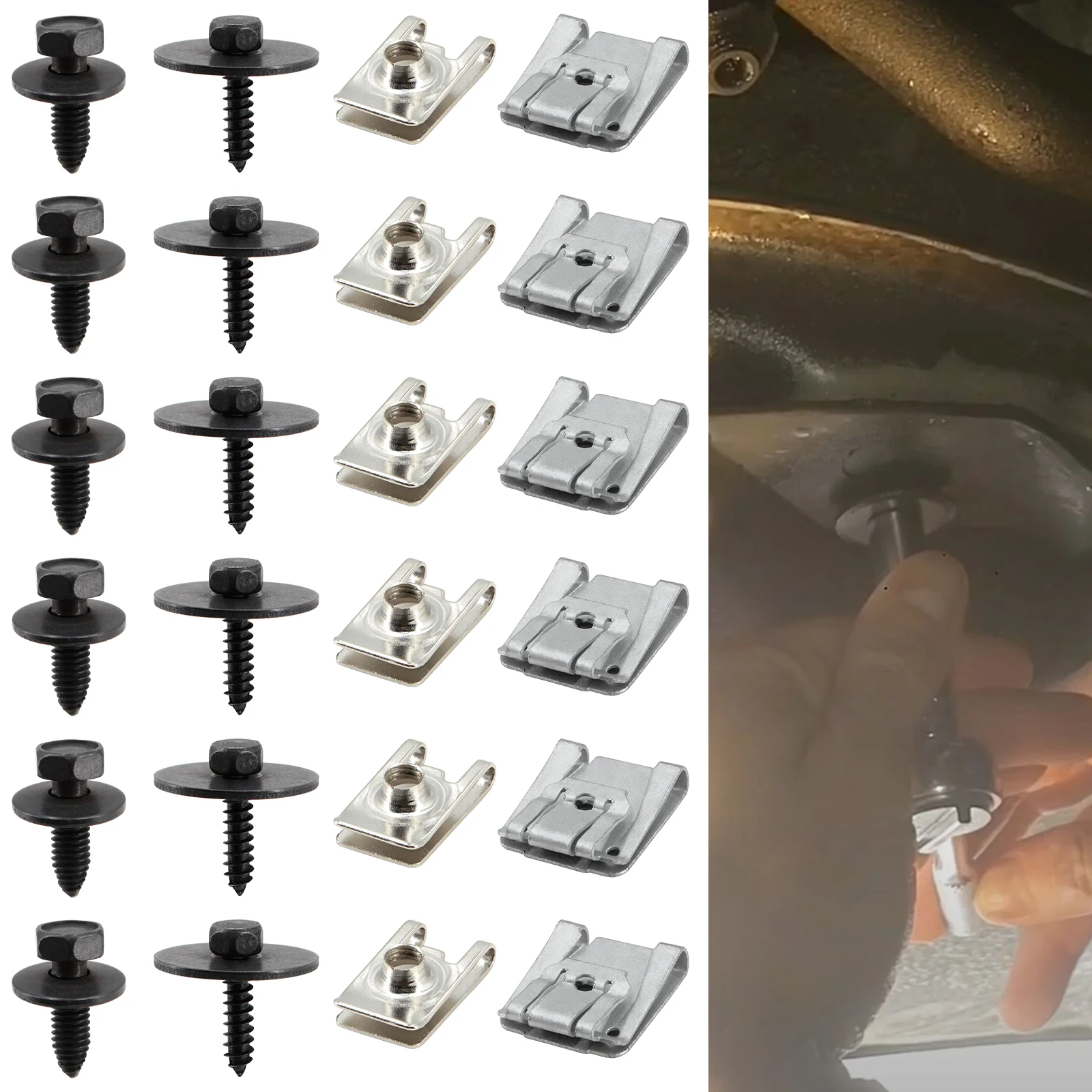 24Pcs/Set Car Engine Undertray Fixing Clips Screws for Mercedes-Benz E-Class C-Class W203 W204 W211 Under Cover Rivet Fasteners