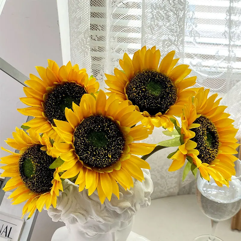 

10Pcs Artificial Sunflower Silk Flowers Wedding Party Bouquet Gift Christams Home Living Room Decor Sunflower Photography Props