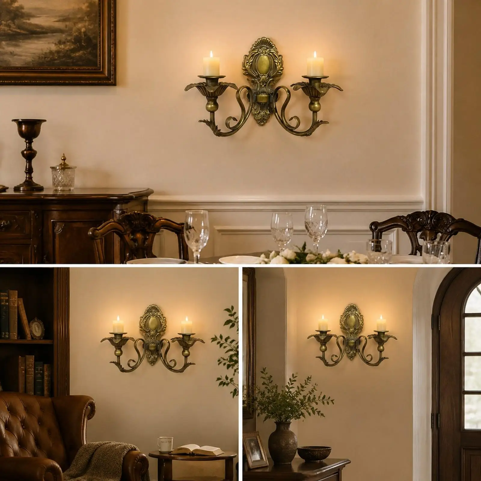 Lámpara de pared rústica con portavelas para decoración de chimenea - imagen 3