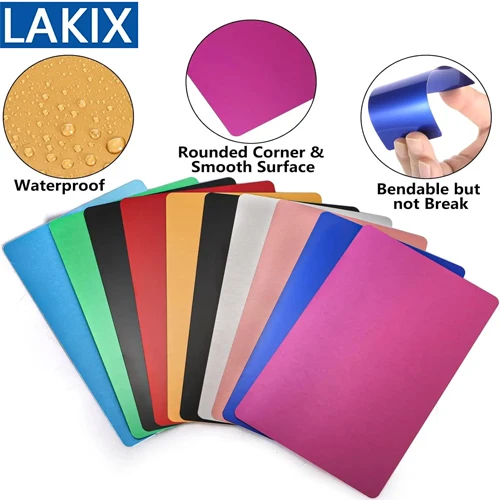 

10Pcs Metal Card Blanks for Laser Engraving 10 Colors Aluminum Sheet Engraving Business Blanks DIY Cards for Home 86*54*0.2mm