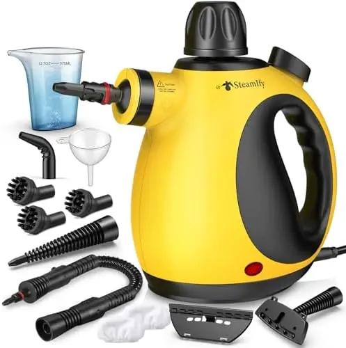 

Pressurized Handheld Steam Cleaner with 12 Accessories – Deep Clean Car, Home, Bathroom & More