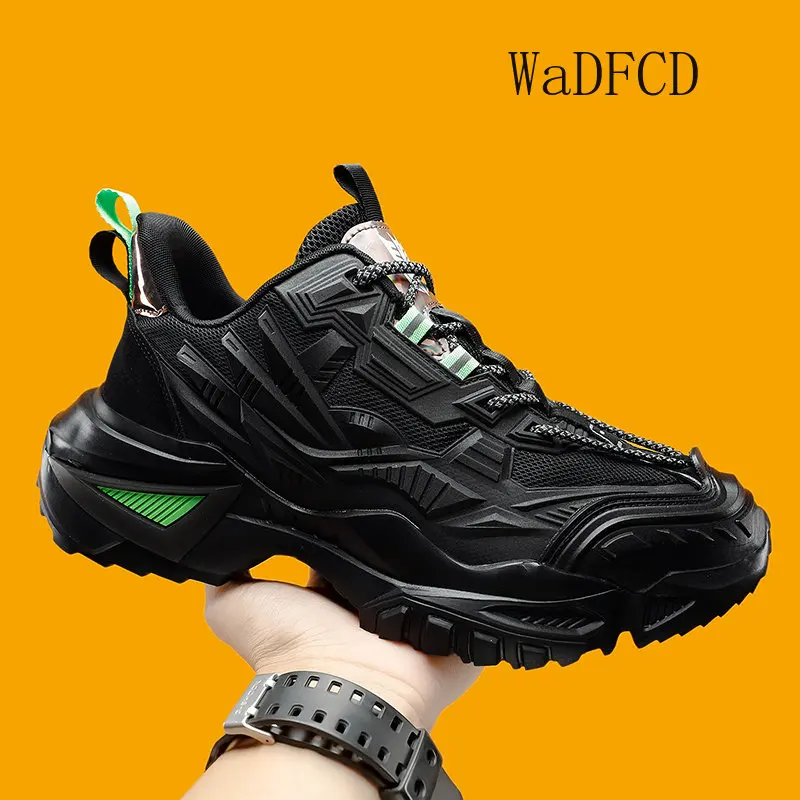 Chunky Sneakers Plus Size 45 Men Women Mecha Style Running Shoes Fashion Casual Leather Fabric Height Increased Platform Shoes