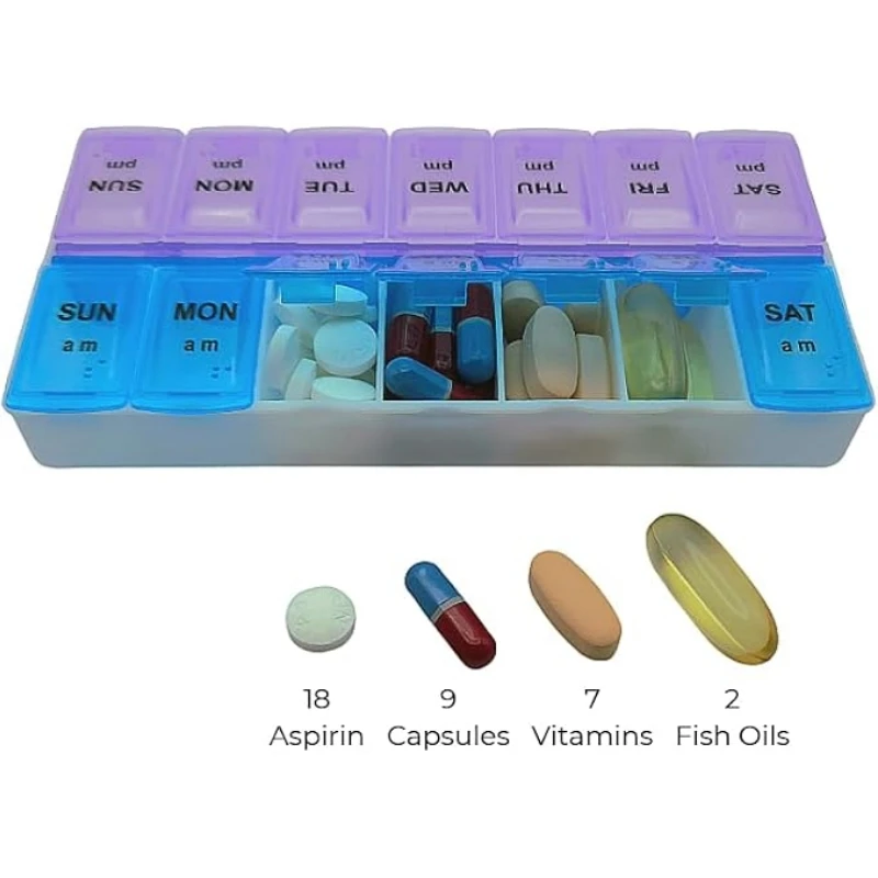 14-Fächer Wöchentliche Pillenbox 7-Tage AM PM Tragbarer Reise-Organizer Vitamin-Tabletten-Medikamentenbehälter für Zuhause Büro Reise – Detail 7