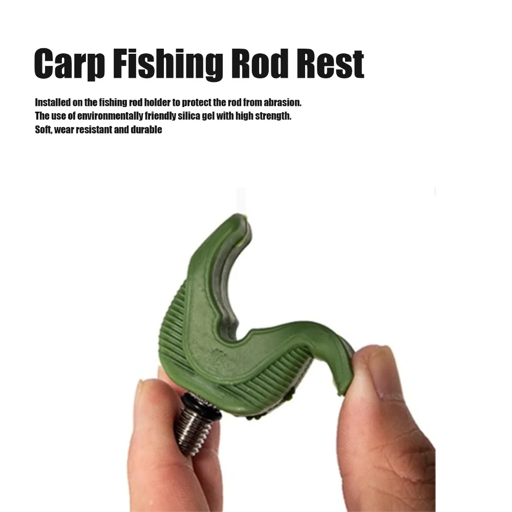 4PCS Durable U-type Fishing Rod Rest Head M3/8 Thread Soft Rod Butt Rest Head Silicone Fishing Rod Holder Head Course Fishing