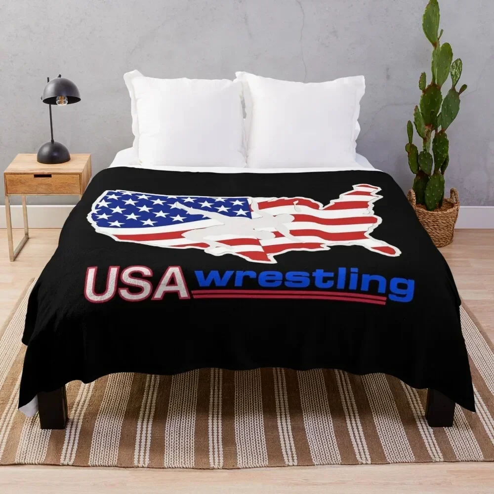 

Terrific USA Wrestling Design Throw Blanket Lightweight Warm Blanket for Travel Camping