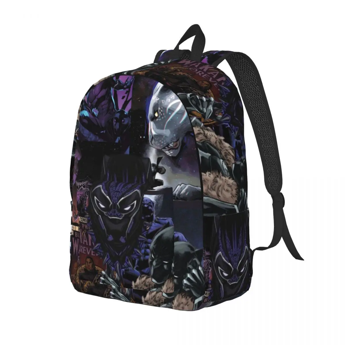 Custom Black Panther Anime Wallpaper Canvas Backpacks for School College Bookbag Fits 15 Inch Laptop Superhero Anime Bags