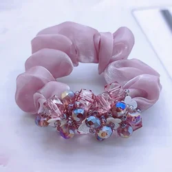 Starry Organza Large Intestine Hair Band Women's High-Grade Hair Rope Updo Bun Head Headdress Flower Scrunchies Accesorios Mujer