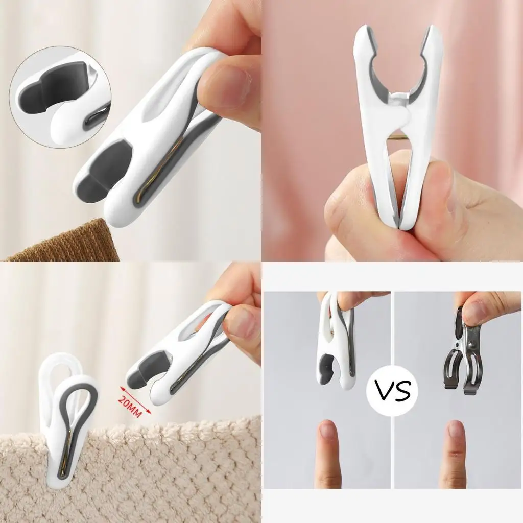 

E8BD 12pcs Clothes Pegs Fix Clip Anti-slipping Hanger Multipurpose for Home Bedroom Dormitory Wall Window